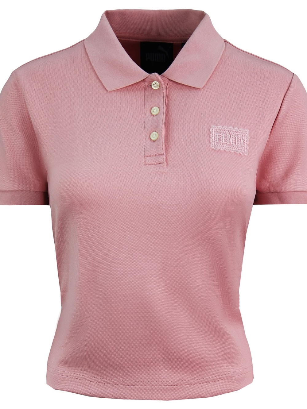 Puma by Rihanna FENTY Women's Light Pink Short Sleeve Crop Polo Shirt
